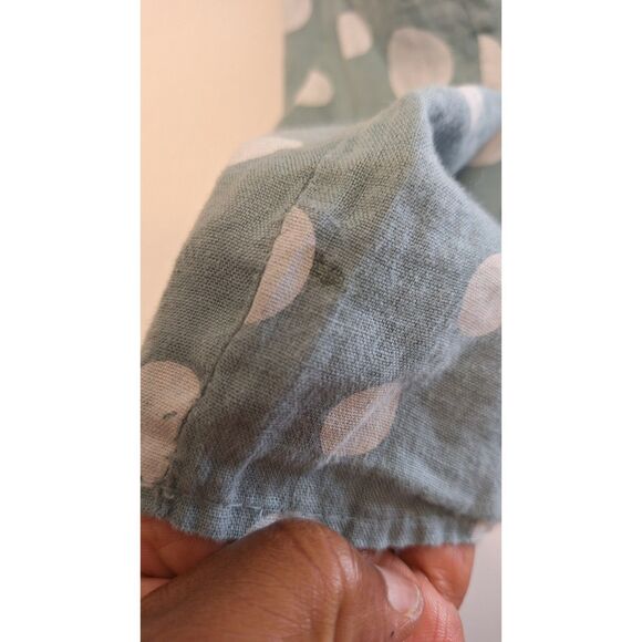 MADE IN ITALY 100% LINEN POLKADOT MOCK NECK SUMMER CASUAL RESORT TOP WOMEN MED. - Picture 3 of 5